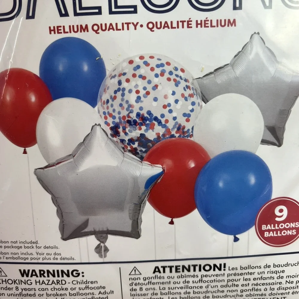 Red White Blue Balloon Bouquet Kit Stars‎ Confetti 9 Piece Helium Quality NEW